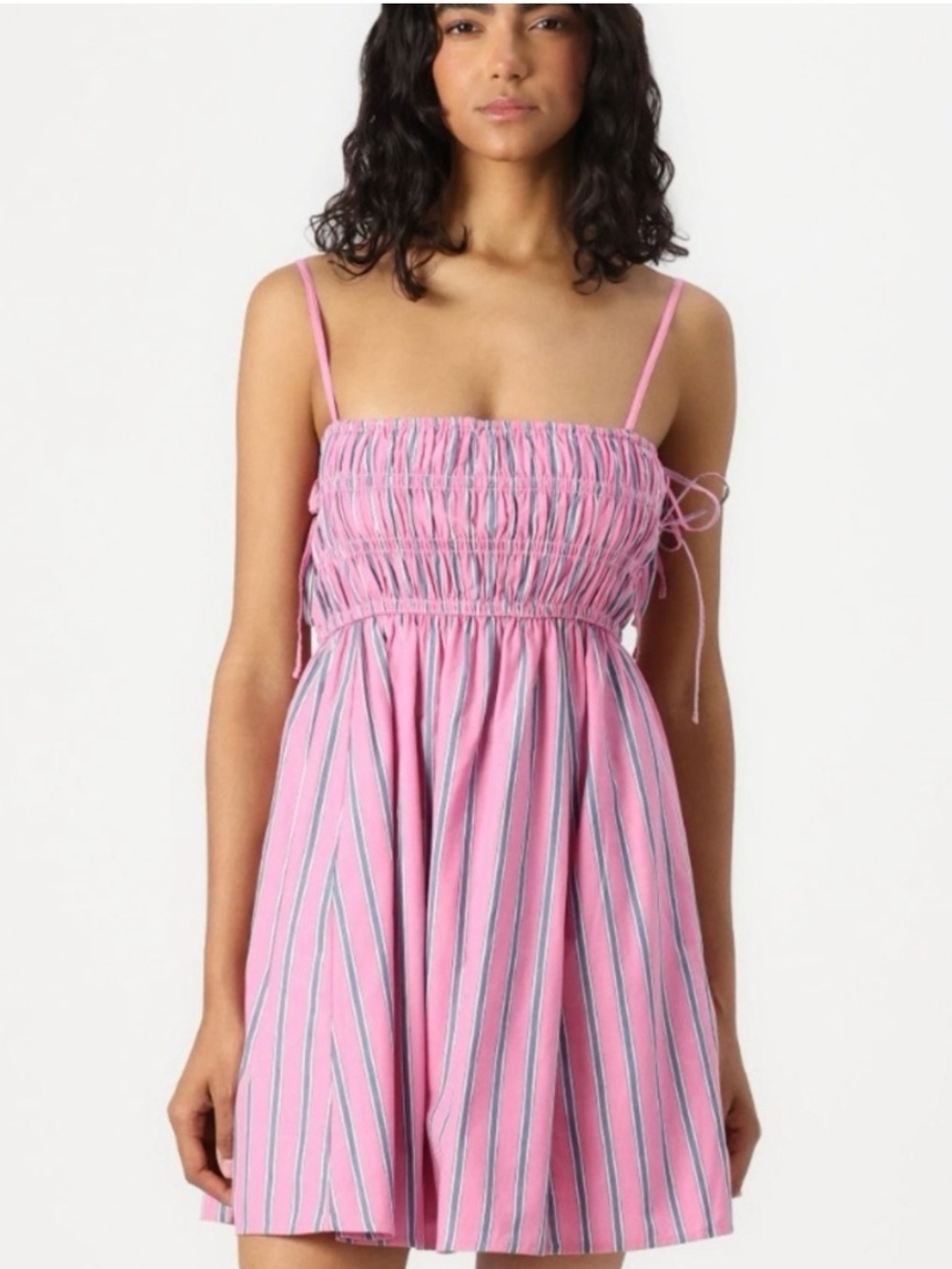 Abercrombie & Fitch Pink Striped Smocked Sundress (large - tall)